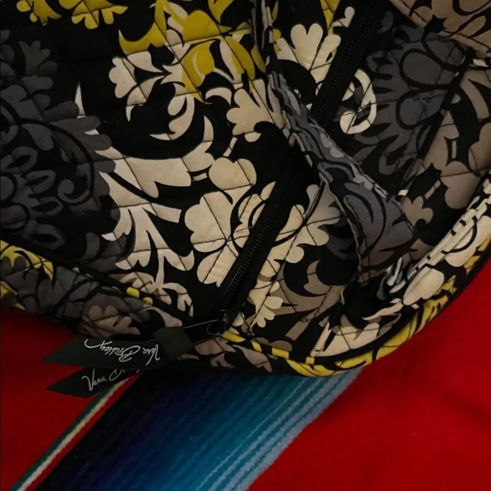 Vera Bradley Stylish Black and Yellow Floral Backpack